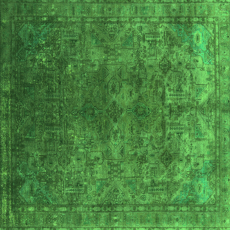 Tapis verts lavables à la machine de style Mid-Century moderne 1816, Carré 3 pi