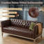 Canapé spacieux 3 places, pieds en bois et cuir PU, style Chesterfield moderne pour la maison-1130363636