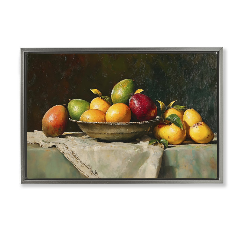 Cadre flottant Fancy Table Fruit Arrangement, design by Creative Studio, 17 x 25, Lustre Grey Floater Framed