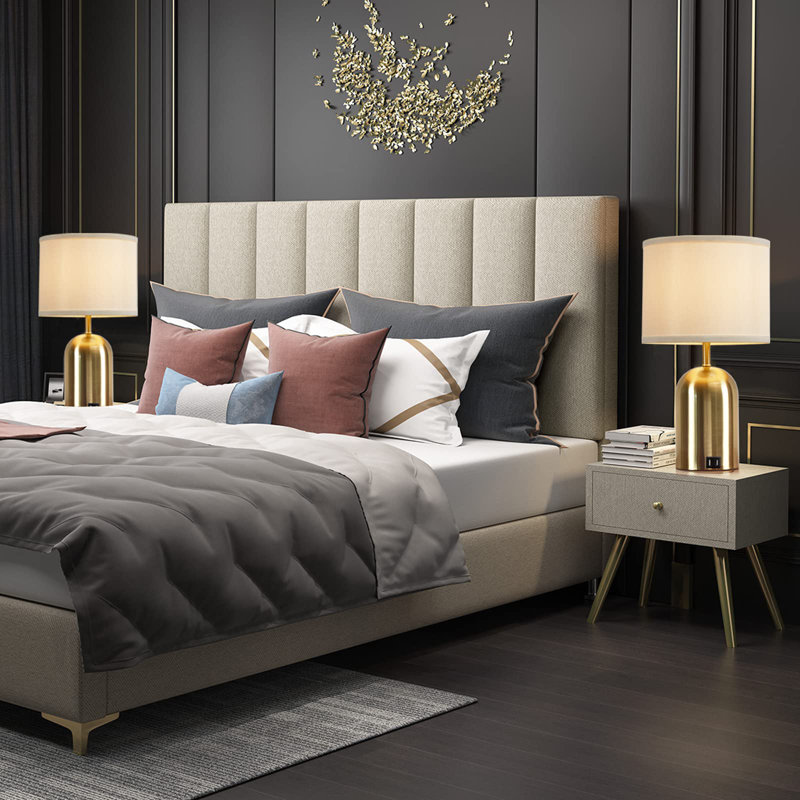 Nawa Table Lamp Set with 2 USB Charging Ports Adjustable Way Dimmable Touch Desk Lamp(Bulbs Included), Gold