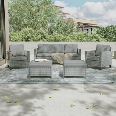 Abinayan Wicker 5 - Person Patio Conversation Set with Cushions