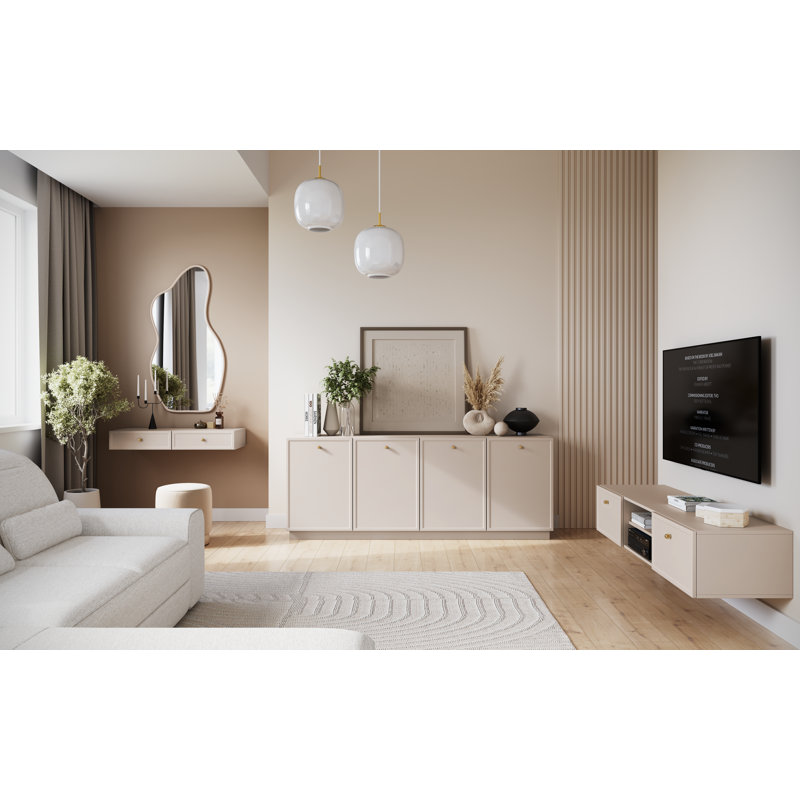Bagga 200cm Sideboard, Beige Cream/Gold