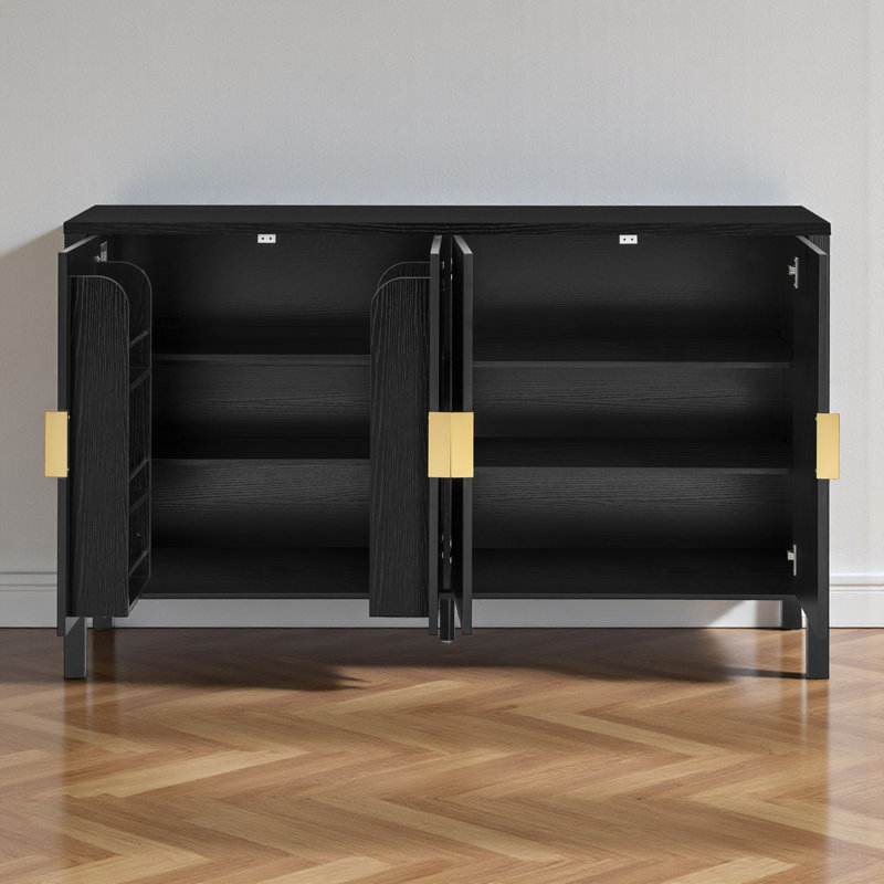 Bandla 57.53" Wide Sideboard with Cabinet, Black