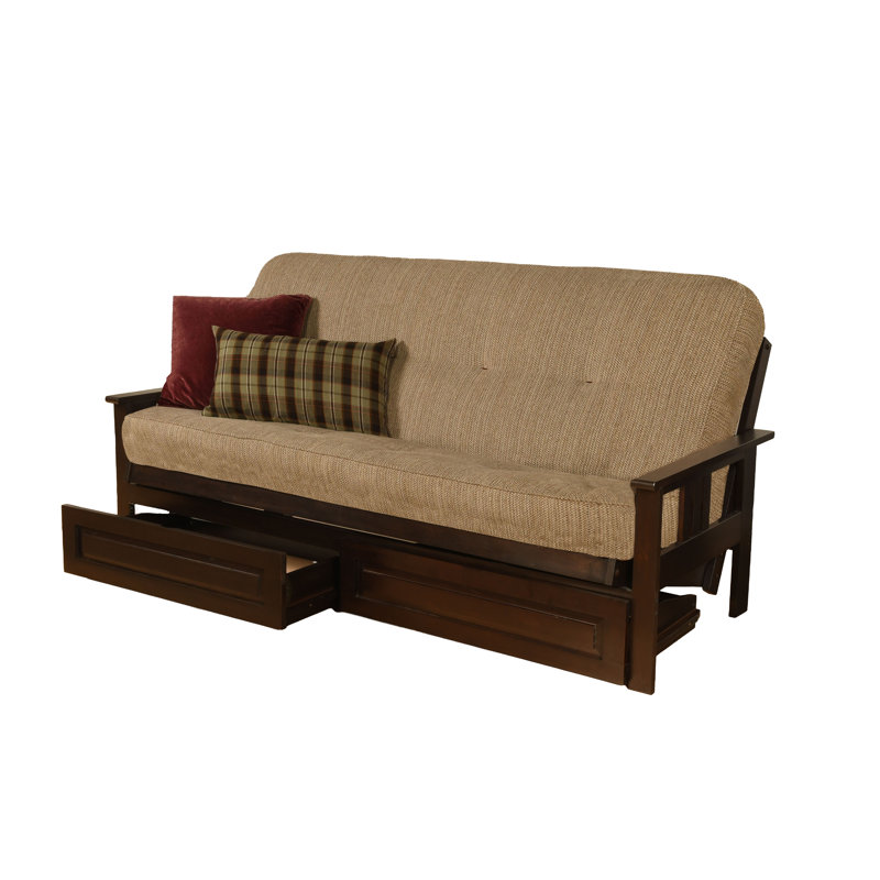 La base de futon pleine grandeur Stratford comprend des tiroirs de rangement et un matelas, Premium Pocket Coil, Espresso