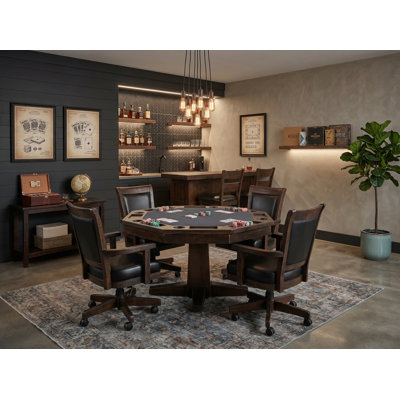Eric 53'' 8 - Player Mahogany Reversible Poker Table with Chairs