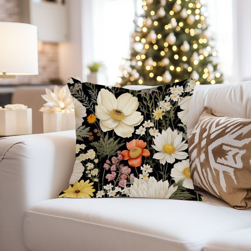 Floral Pillow Cover, 16"H x 16"W