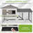 57" Outdoor Wooden Rabbit Hutch with Run, Two-Story Bunny Cage with Pull-Out Tray, Slidable Glass Window & Waterproof Asphalt Roof
