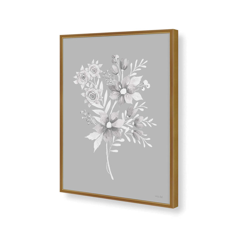 «Gray Botanical Set I» par Cindy Jacobs, reproduction d'art, L 18 po x H 24 po, Impression encadrée, Or