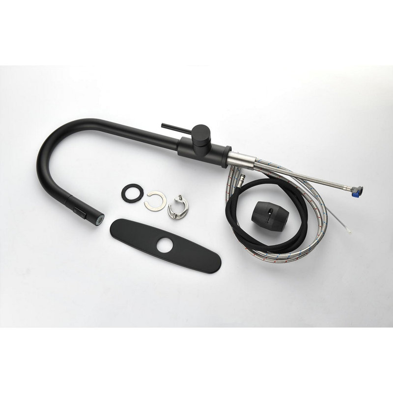 Robinet de cuisine avec douchette extractible, Noir mat