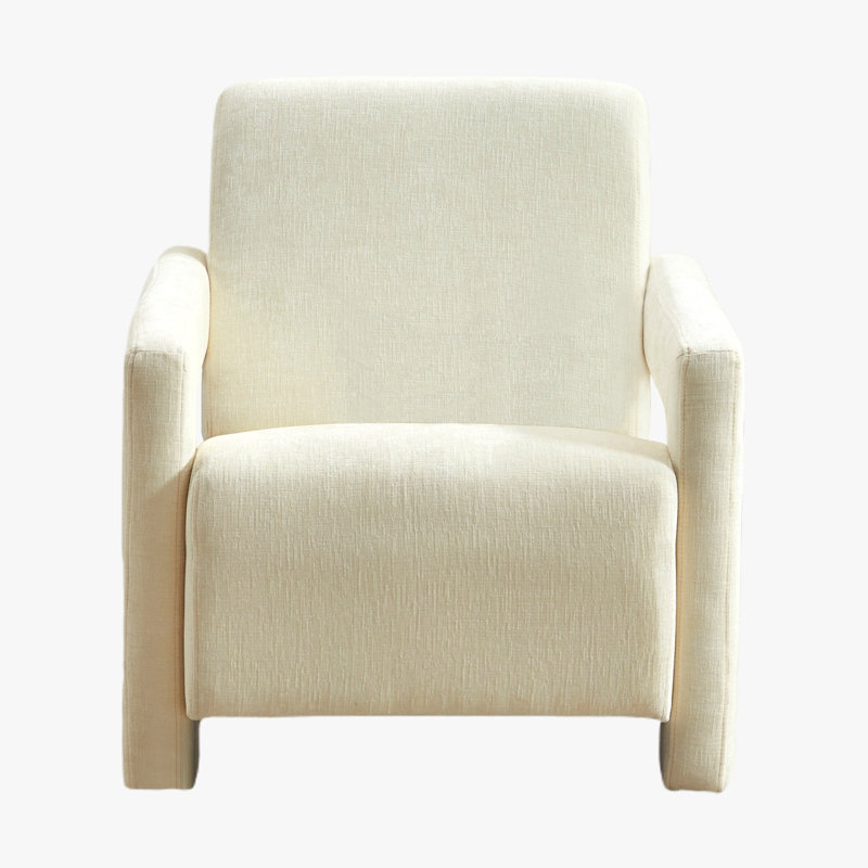 Fauteuil d'appoint rembourré en chenille Castillon Modern, Chenille ivoire