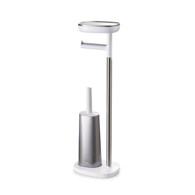 EasyStore Plus Free Standing Toilet Paper Holder with Flex Steel Toilet Brush