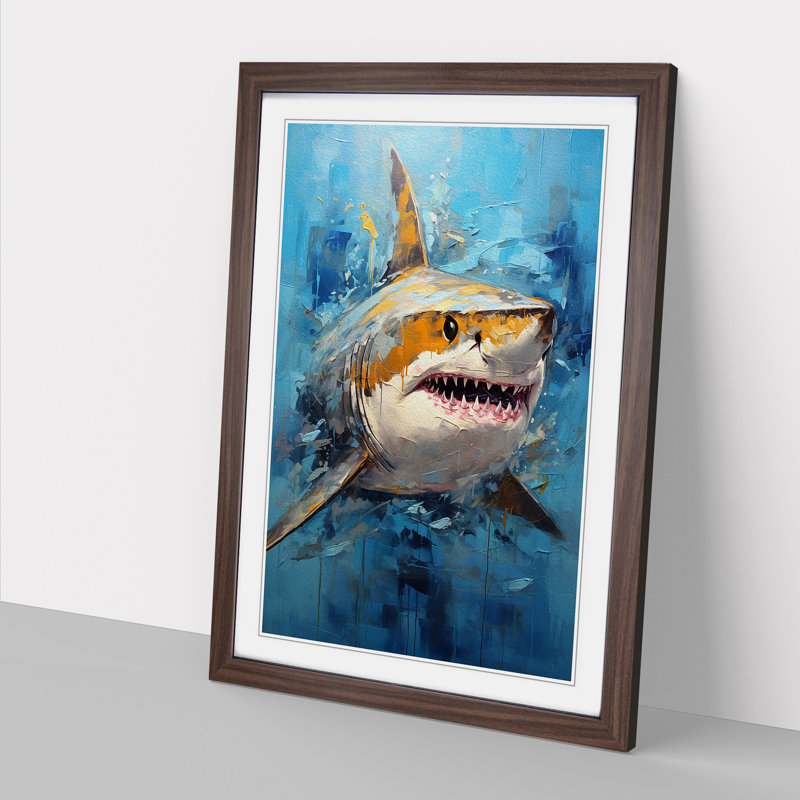 Shark Modern - Framed Print, Walnut Framed, 64cm H x 46cm W