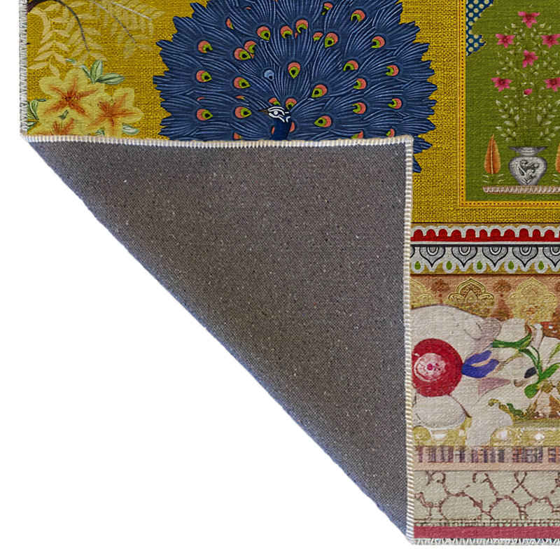 Tapis décoratif moderne multicolore à motif d'arbre tropical, Rectangle 2 pi 7 po x 4 pi 11 po