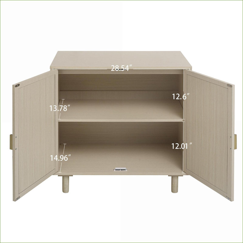 Armoires | Armoire de rangement en rotin d'ingénierie à 2 portes, tablettes réglables, utilisation dans plusieurs pièces | Beige | Traditionnel