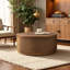 Table basse ronde avec rangement amovible, conception tissée à la main