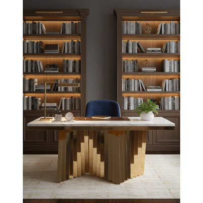 Elowen Marble Stainless Steel Writing Desk