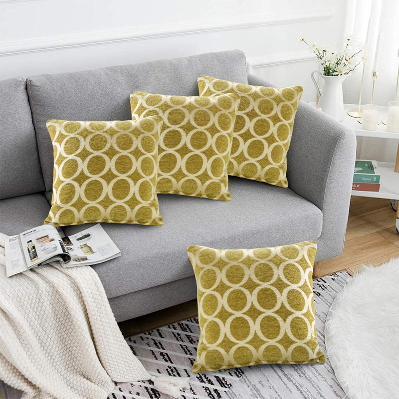 Broward Oh Geometric Cushion with Filling, Lime, 45cm H x 45cm W x 15cm D