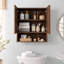 Meuble-lavabo mural moderne en noyer de 26 po avec compartiment de rangement à lattes en bois massif avec tablette