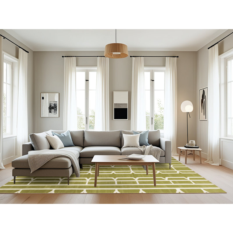 Tapis brun treillis lavable à la machine, Rectangulaire 8 pi x 10 pi