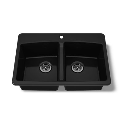 33" L x 22" W x 9-5/8" Top-Mount Double-Equal Kitchen Sink