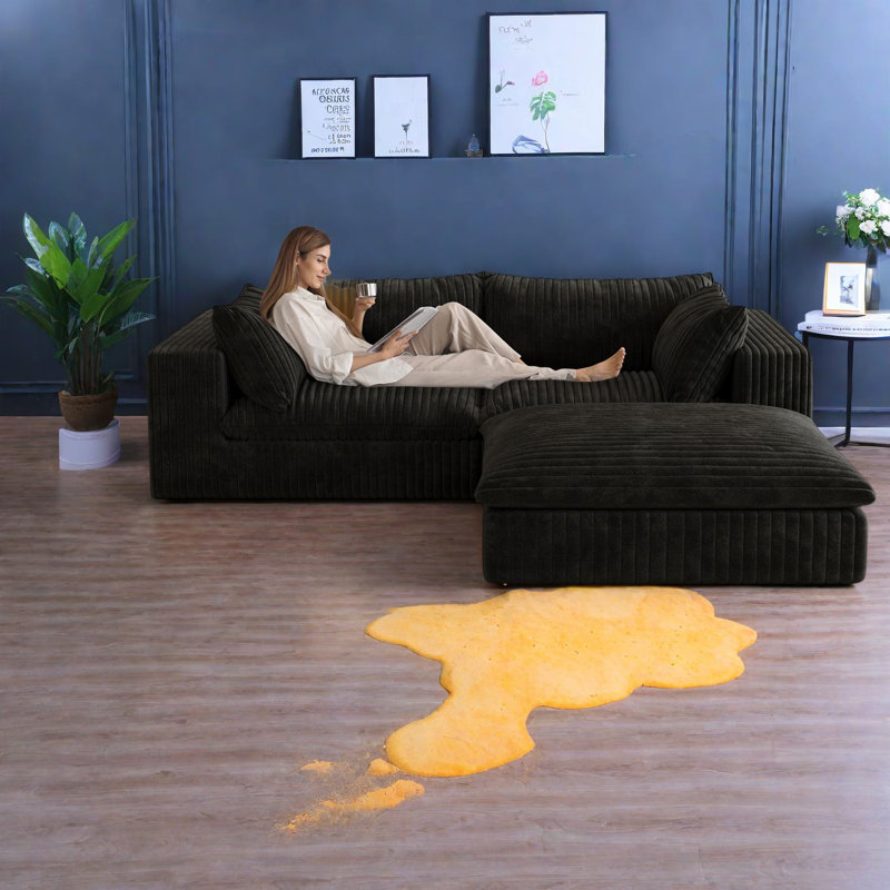 Spacious Corduroy Sofas, Modular Design, Comfortable Living Room Seating