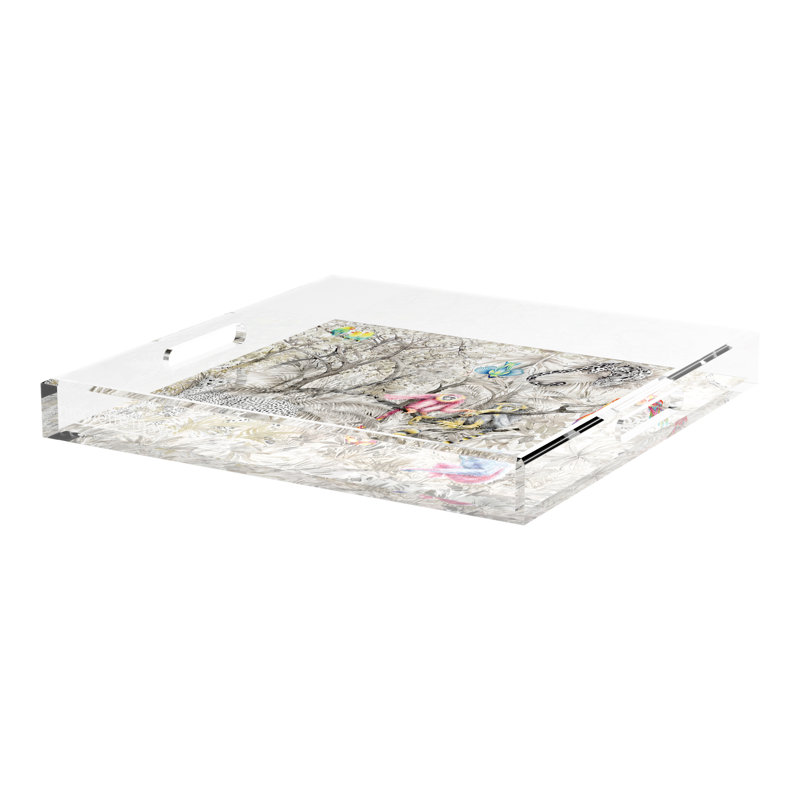 Arcadia Cheetah Scene Acrylic Square Decorative Tray, 2" x 18" W x 18" D