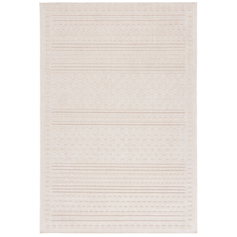 Beige Geometric 8' x 10' Synthetic Easy Care Rug