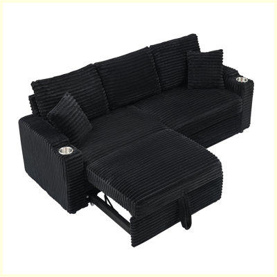Modern Two-In-One Folding Sofa With Cup Holder and Pillow