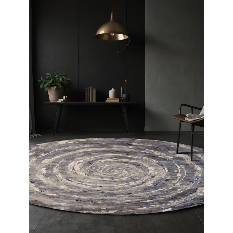 Tapis rose soyeux et moelleux, Rond 7 pi