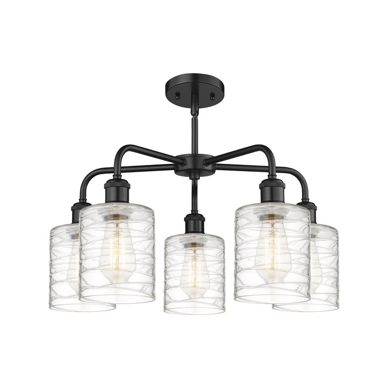Lustre tambour 5 lumières Dublin, Noir mat