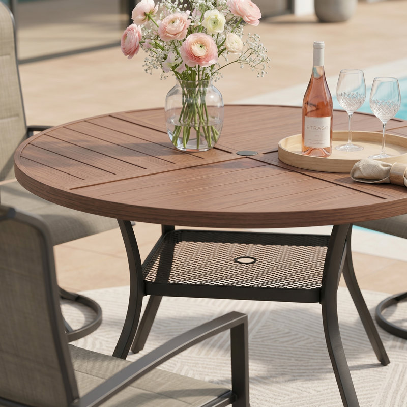 Ensemble repas pour 4 personnes avec chaises pivotantes 360 °, Brush Wood Brown/Brown