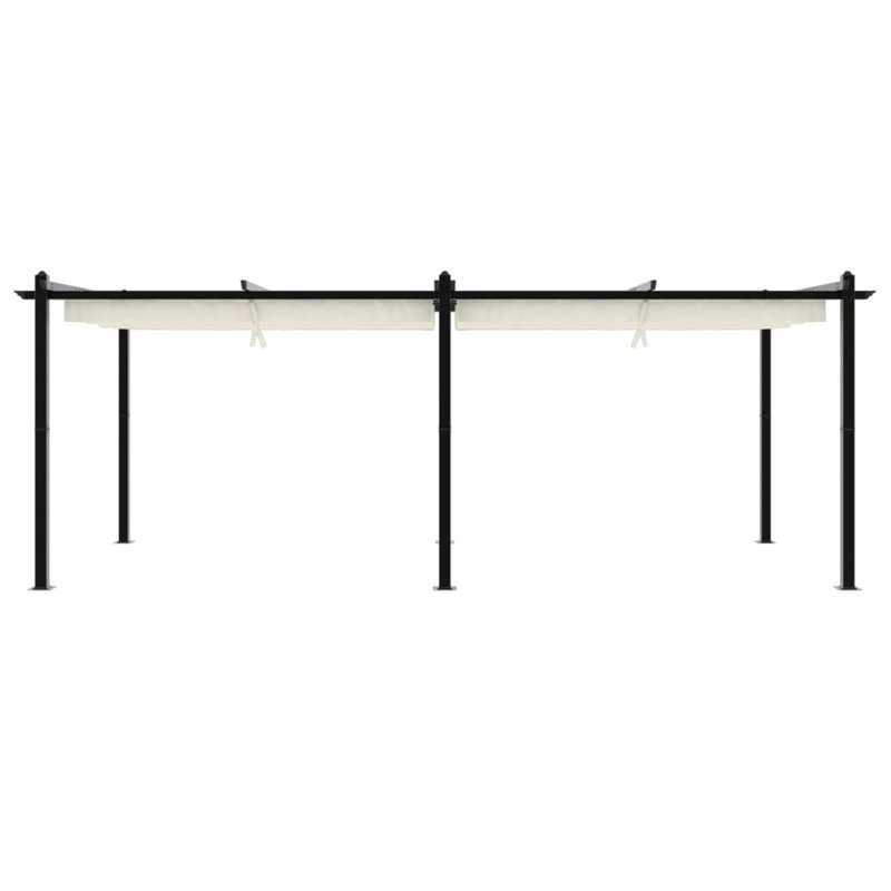 Garden Gazebo With Retractable Roof Aluminium, 220cm H x 600cm W x 300cm D, Cream