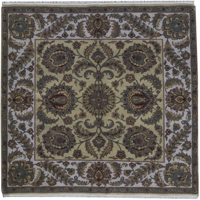 Tapis doré et ivoire de haute qualité noué à la main Trinity
