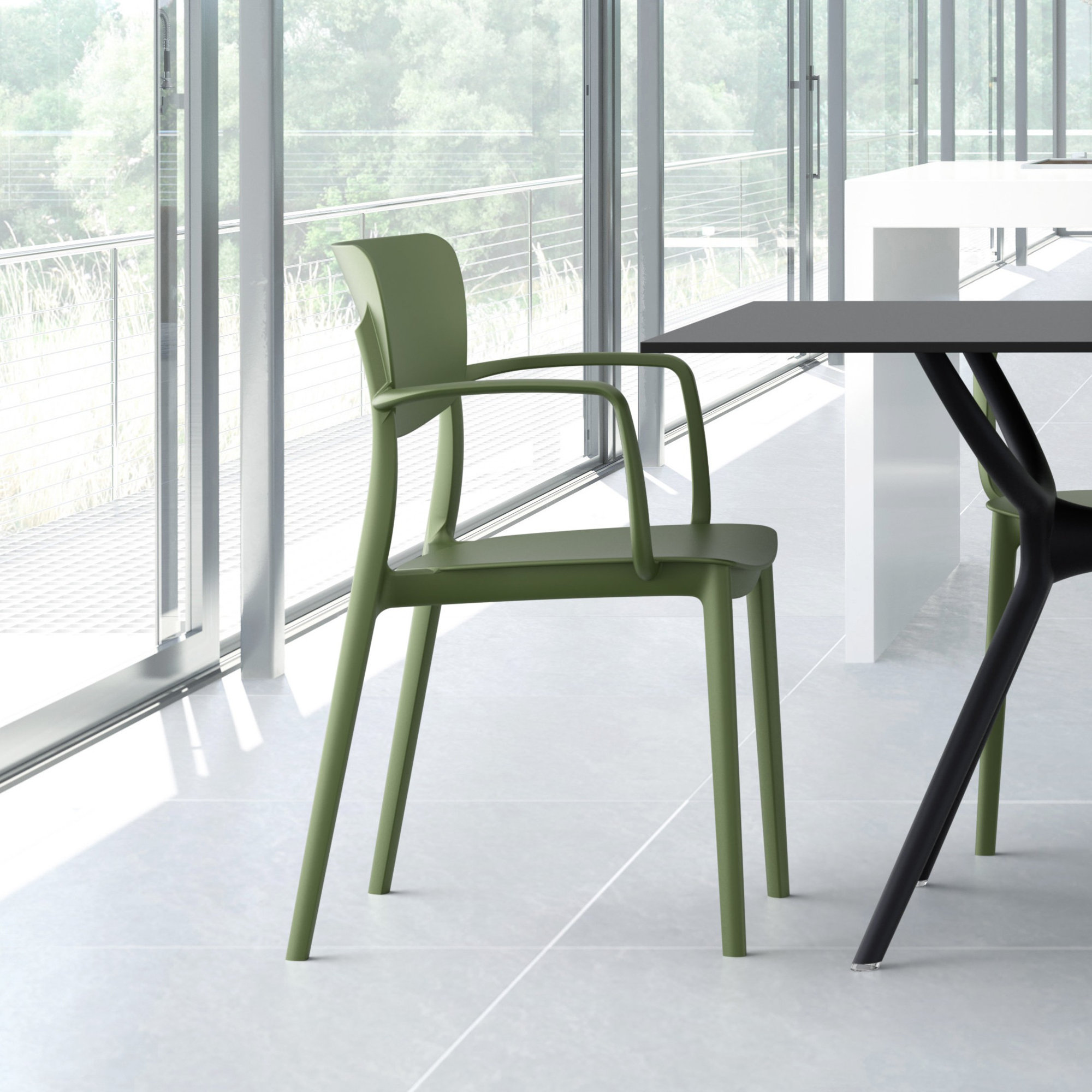 Farrah Stacking Patio Dining Armchair, Olive Green