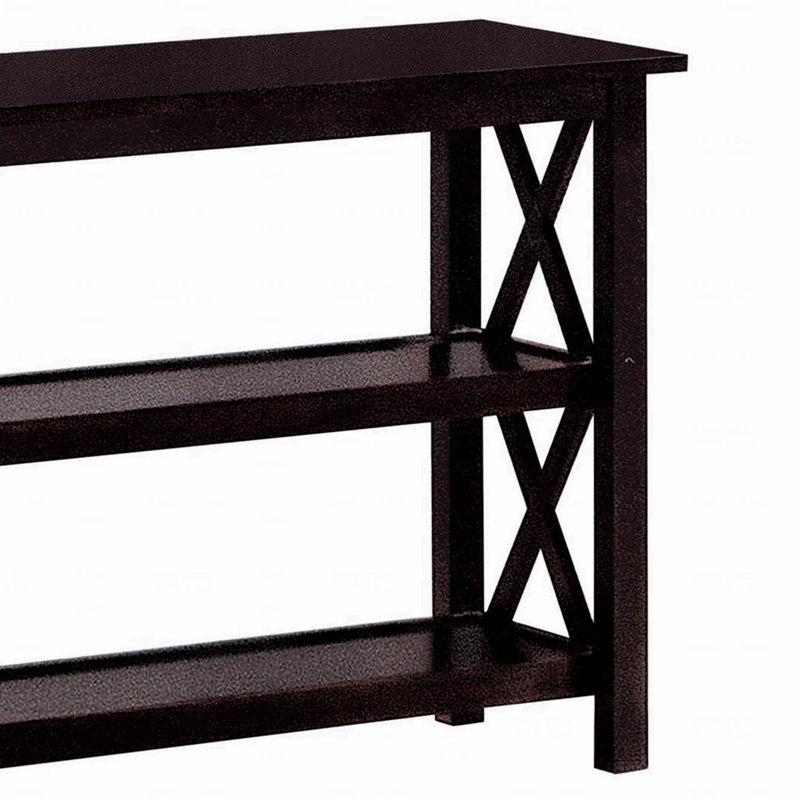 Deep Merlot Sofa Console Table, With 2-Shelf