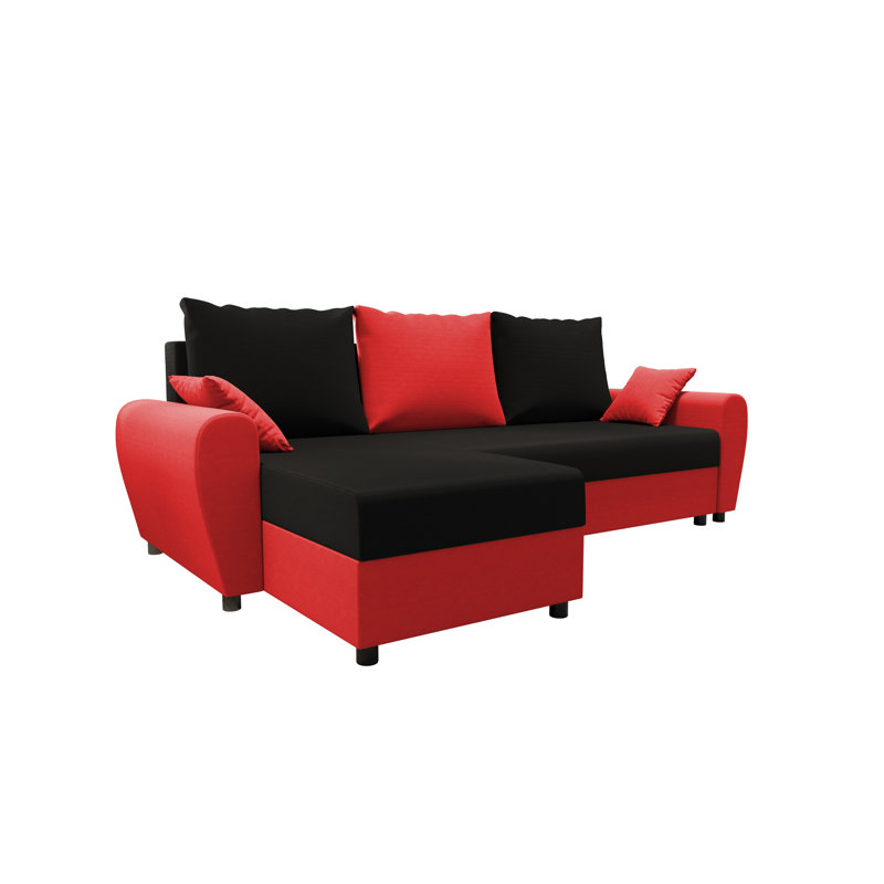 Spalla 3 Seater Corner Sofa , Black/Red - Rainbow15/Rainbow22, Left -sided