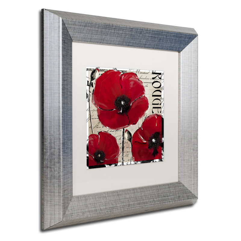 Jadaya 'Rouge Two' Framed Graphic Art, 11" H x 11" W x 0.5" D, White