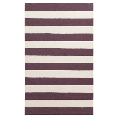 Tapis à aubergine/beige en laine handwoven à tissage plat franklin Collins