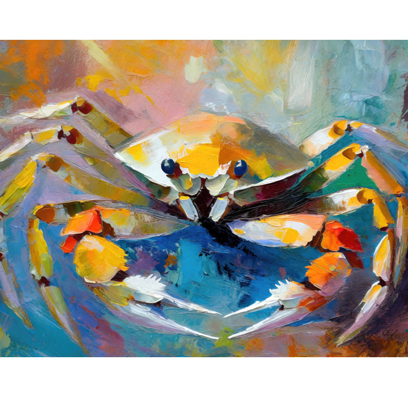 «Crabe sur toile» par Stephen Chambers, H 15 po x l 18 po x P 1,5 po