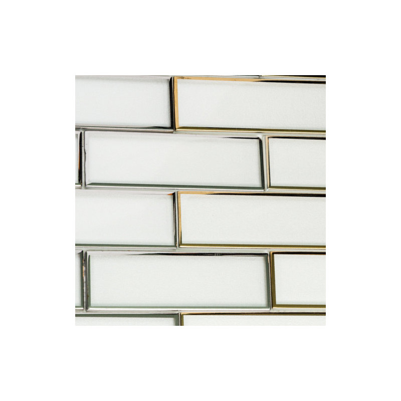 Athena 12" x 12" Glass Brick Joint Mosaic Wall Tile, Gold
