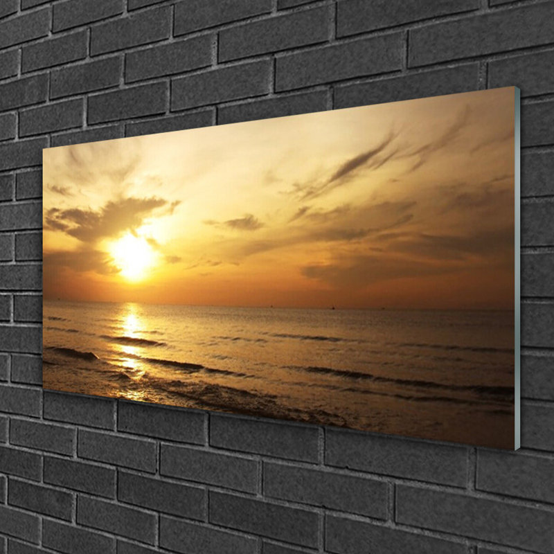 Glass Print Wall Art 100X50cm Image Printed On Glass Decorative Wall Picture Behind Toughened / Tempered Safety Real Glass For Kitchen & Living Room Theme: Sea Landscape