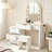 Makeup Vanity Set with Lighted Mirror and 6 Storage Drawers, Vanity Set with Mirror and Stool, Makeup Dresser Table for Bedroom, Checkroom-940482894