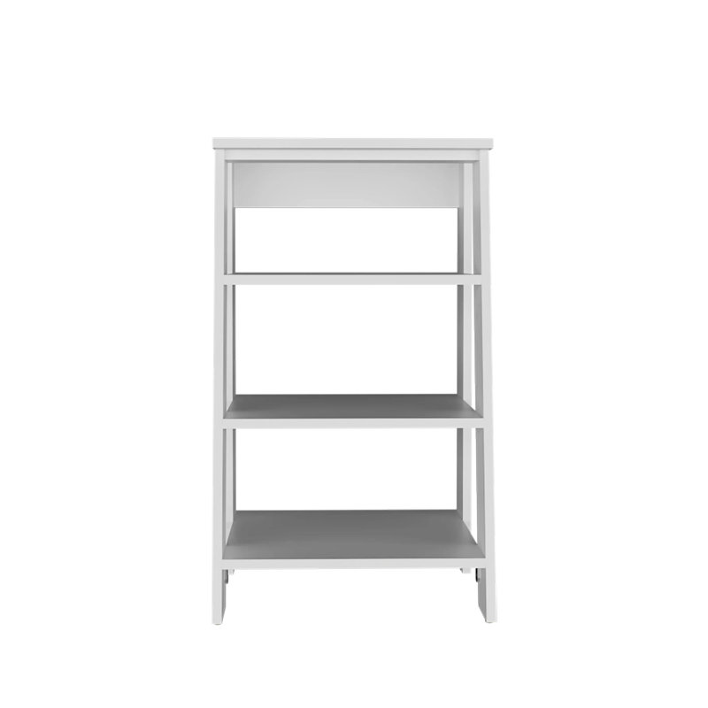 Étagère de salle de bain blanche autoportante avec 4 tablettes spacieuses pour le rangement moderne et ordonné, Blanc