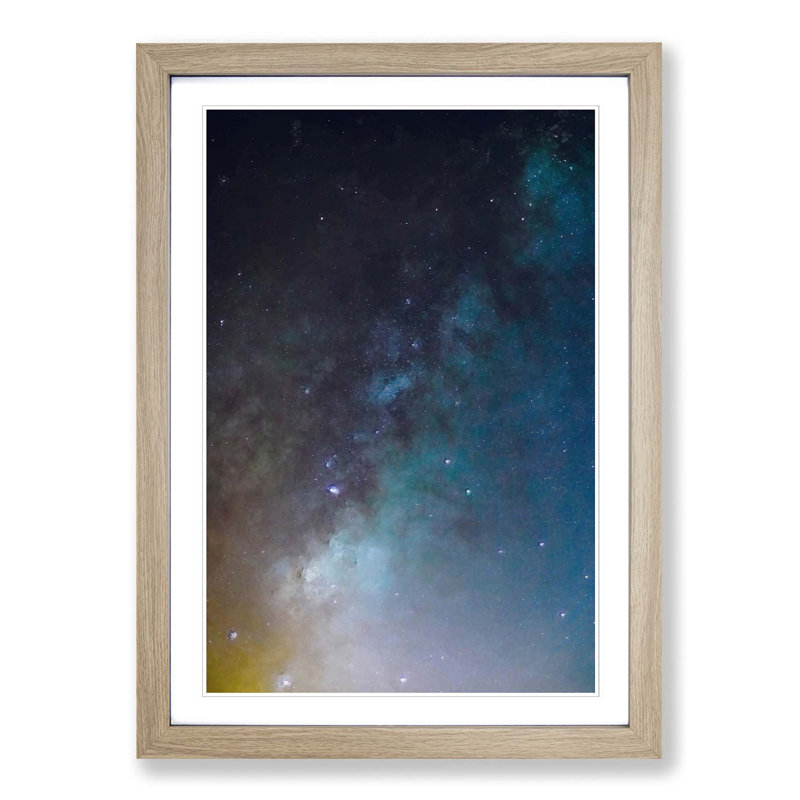 Star Explosion in Abstract - Picture Frame Graphic Art Print, 87cm H x 62cm W x 2cm D, Oak Framed