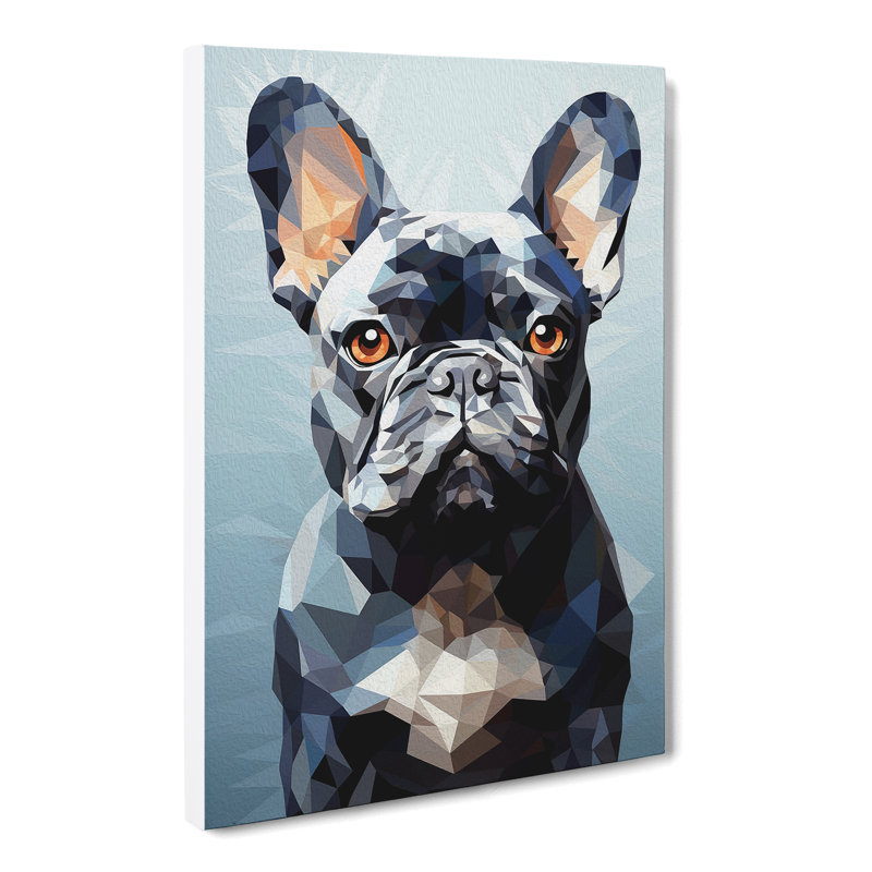 French Bulldog Geometric No.3 - Wrapped Canvas, 76cm H x 50cm W x 3cm D