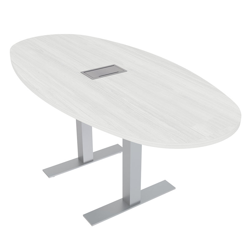 Table de conférence ovale pour bateau avec puissance et données, Cyprès blanc, L 72 po x l 36 po