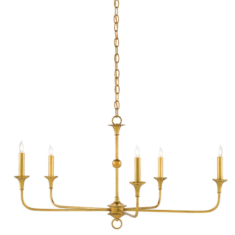 Nottaway 5 - Light Chandelier, Contemporary Gold Leaf