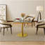 Table carrée bistro moderne tulipe 31,5 pouces avec plateau en faux marbre, facile à assembler, structure en métal robuste-1691057027-1691057025