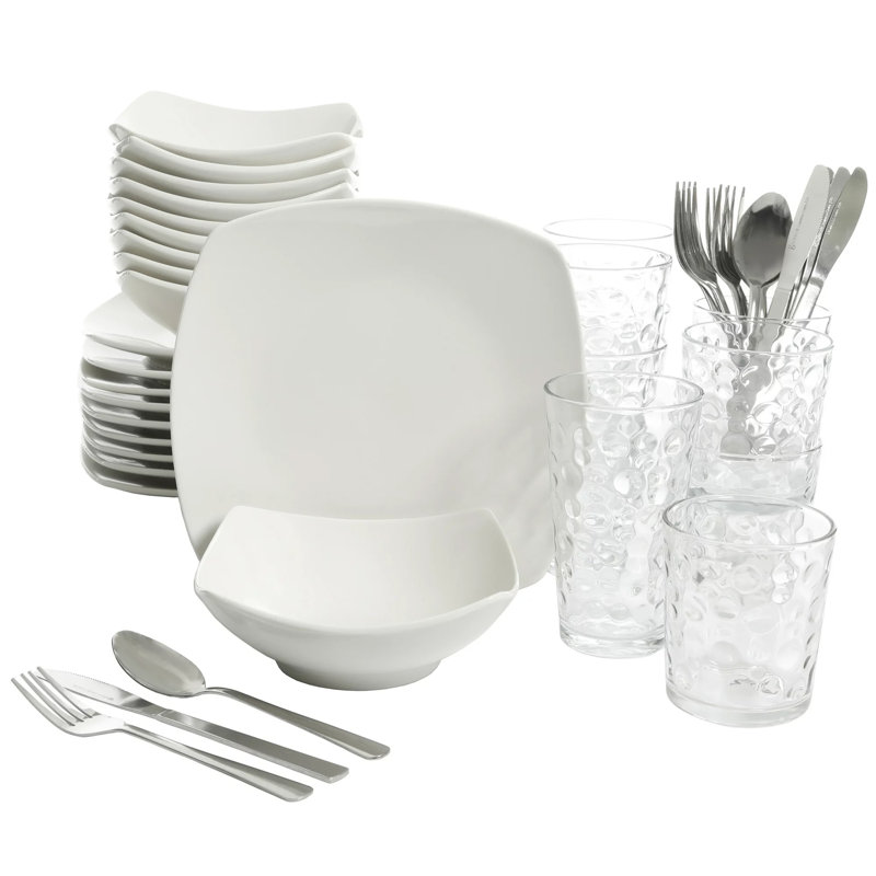 Glass Ceramic Dinnerware Set 48 Piece - Service for 6