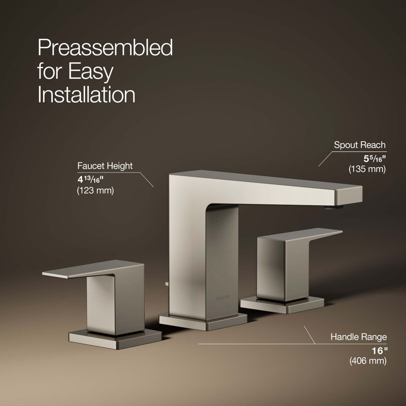 Honesty Widespread Bathroom Sink Faucet, 0.5 Gpm, Brushed Nickel